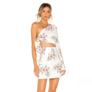 superdown Essie One Shoulder Dress in White Floral M